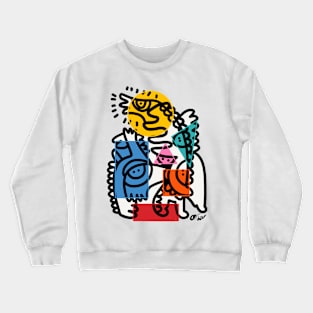 Colorful Graffiti Creatures Geometric Shapes Crewneck Sweatshirt